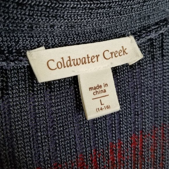 Coldwater Creek Sz L 14 16 Sweater Cardigan Ribbed Knit Flyaway Sweater Jacket - Picture 6 of 6